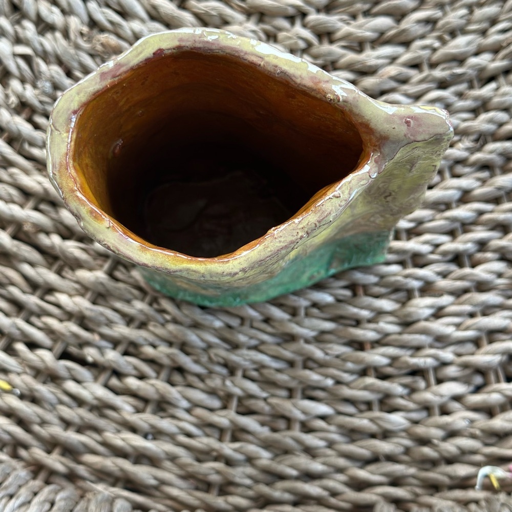 Handcrafted Ceramic Vase - Yellow and Green - Picture 4 of 6